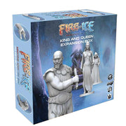Frazetta Fire and Ice Miniatures Adventure Game - King and Queen Expansion - Blue box featuring fantasy miniatures of a muscular armored king and robed queen from Fire and Ice expansion game.
