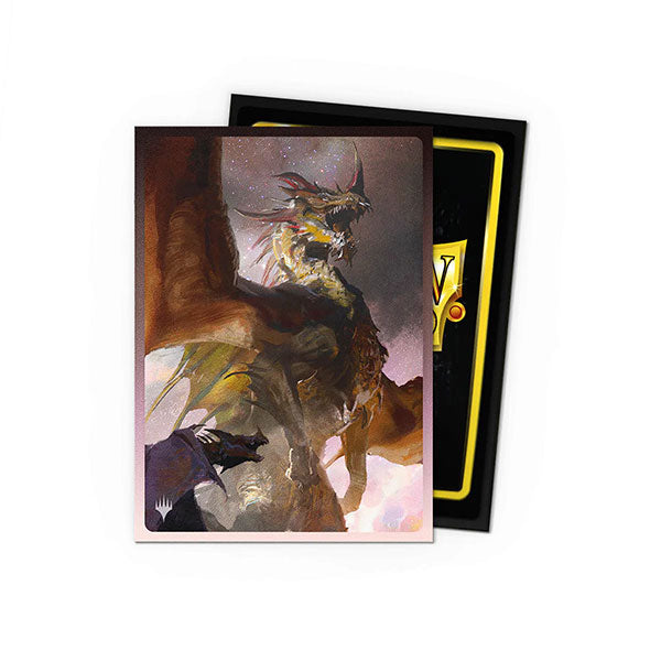 Dragon Shield Standard Dual Matte Art Sleeves 100ct - MTG Legendary Series - The Ur-Dragon - Matte card sleeve featuring a detailed dragon artwork with a fiery, golden-brown palette and sharp wings.