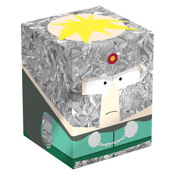 Squaroes 100+ Boulder: South Park: Fractured but Whole - Professor Chaos - Silver metallic deck box featuring cartoon character Professor Chaos with yellow star emblem on top and green armor design.