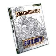 Pathfinder 2E: Battlecry! Sketch Cover Edition - Pathfinder Battlecry! Sketch Cover Edition RPG book with detailed black-and-white fantasy character sketches on white cover.