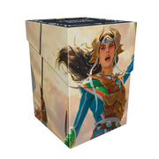 Deckbox PRO 100+ Tarkir Dragonstorm - Eshki, Temur's Roar / Ureni of the Unwritten - Rectangular deckbox with fantasy female warrior artwork in green and blue armor, dynamic pose and flowing hair.