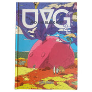 Ultraviolet Grasslands Second Edition - Hardcover book with vibrant purple and pink alien landscape, featuring a large purple flower growing from a pink rock, two.