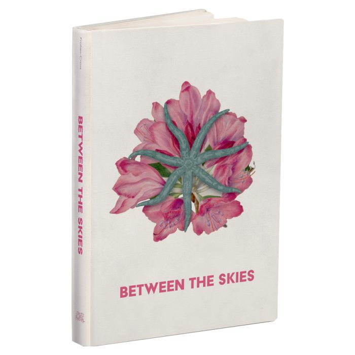 Between the Skies: Collected Edition Hardcover - Hardcover book with white cover featuring pink flower with green starfish overlay and pink title text Between the Skies.