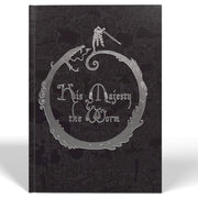 His Majesty the Worm - Black hardcover book with silver fantasy-themed illustration of a circular worm and a sword, titled "His Majesty the Worm".