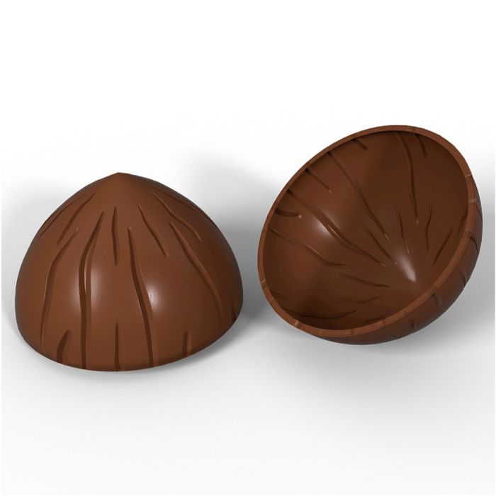 Monty Python's Coconut Dice Rollers - Pair of brown dice rollers shaped like two halves of a coconut shell with textured grooves.