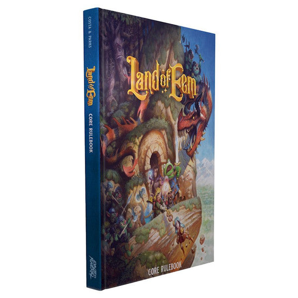 Land of Eem Core Rulebook - Hardcover RPG book titled Land of Eem with fantasy illustration of creatures and characters on the cover.