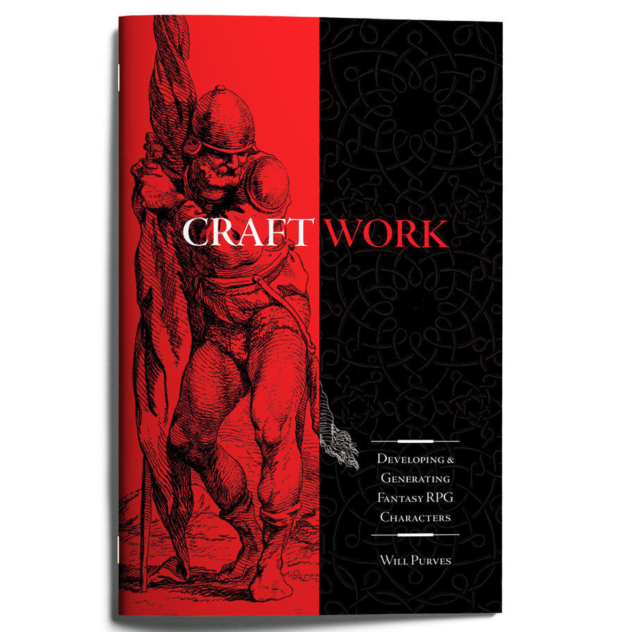 CraftWork - Book cover with red and black background, featuring a detailed sketch of a muscular figure and text reading "CraftWork" and.