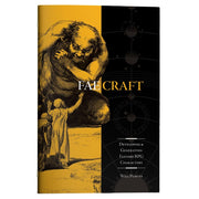FaeCraft - Book cover with black and yellow tones featuring a large, somber figure and a smaller hooded character, titled FaeCraft in.