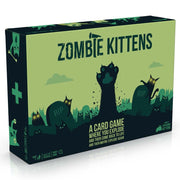 Zombie Kittens - Green and black Zombie Kittens card game box featuring zombie cat paws rising from graves with tombstones and glowing eyes.