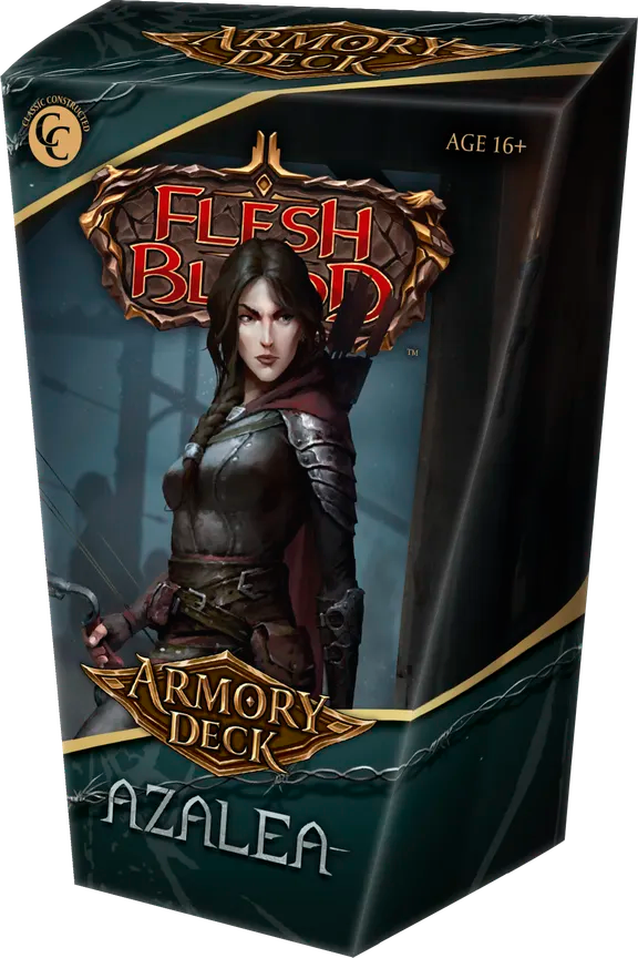 Flesh and Blood: Armory Deck Azalea - Flesh and Blood Armory Deck Azalea box with dark fantasy art of a warrior woman in black armor on front.