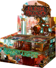 Flesh and Blood - Bright Lights - Booster Box - Flesh and Blood Bright Lights booster box with vibrant cityscape art and steampunk mechanical details.