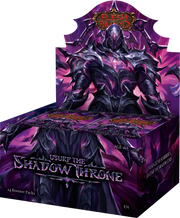 Flesh and Blood: Usurp the Shadow Throne Booster Display (PREORDER) - Purple and black booster display box featuring a dark armored character with glowing accents and the Flesh and Blood logo at