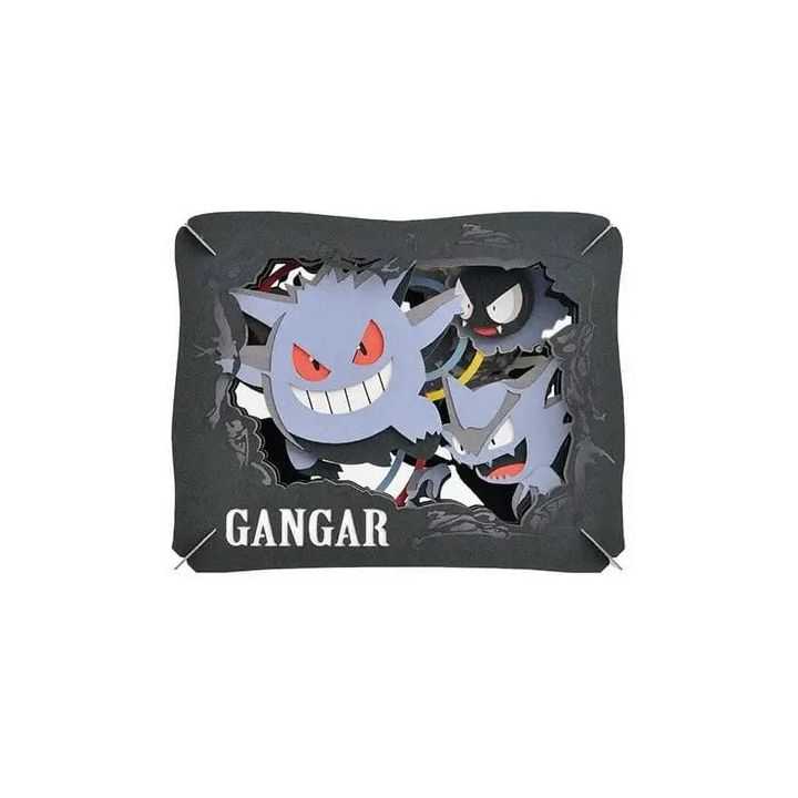 Ensky Pokémon Paper Theatre - Gengar (PREORDER) - Black paper theatre featuring layered cutout designs of Gengar and other Pokémon with red eyes and wide grins.