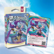 Altered Starter Deck: Lyra - Lyra box with purple-haired female character artwork, accompanied by a colorful game card featuring Lyra in dynamic pose and