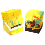 Ultimate Guard Return to Earth Boulder 100+ Duopack: Artist Edition #3- Dominik Mayer - Yellow and green card deck boxes featuring fantasy art with a cloaked figure and bird motifs, designed by Dominik Mayer.