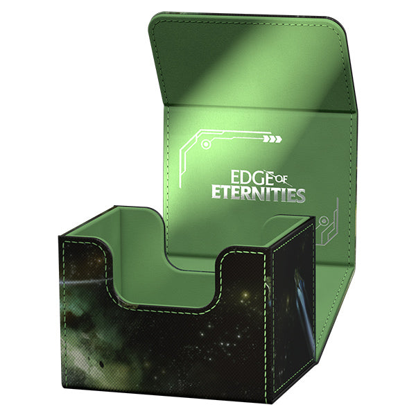Ultimate Guard Sidewinder 100+ Xenoskin: Magic the Gathering: Edge of Eternities - Hissing Quagmire - Green and black synthetic leather deck box with "Edge of Eternities" logo and circuit-style detailing, designed for card.