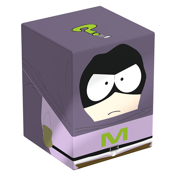 Squaroes 100+ Boulder: South Park: Fractured but Whole - Mysterion (PREORDER) - Purple and black square deck box featuring South Park's Mysterion character with a green question mark on top and a green.