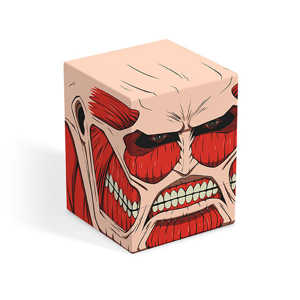 Squaroes 100+ Boulder: Attack on Titan - Colossal Titan (PREORDER) - Rectangular block figure featuring a detailed, stylized face of the Colossal Titan with exposed muscles and teeth in red and