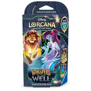 Lorcana TCG: Whispers in the Well Starter Deck - Amber & Emerald - Disney Lorcana trading card game starter deck packaging featuring vibrant amber and emerald character art with fantasy.