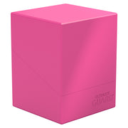 Deck Case: Boulder 100+ Standard Size- Neon Pink - Neon pink rectangular deck case with smooth matte finish and subtle "Ultimate Guard" logo embossed near base.