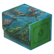 Ultimate Guard Sidewinder 100+ Xenoskin Deckcase: Lorwyn Eclipsed - Sygg, Wanderwine Wisdom - Teal and green rectangular card deck case with fantasy artwork featuring a winged creature and leafy plants, solid green.