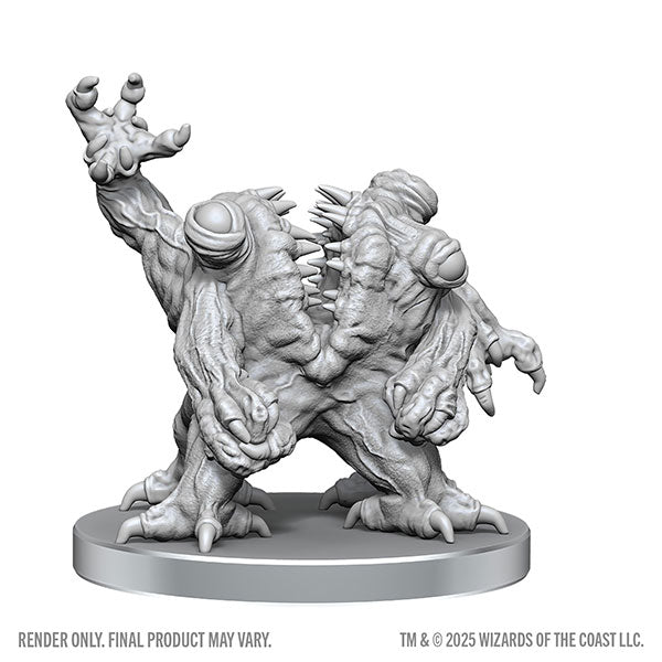 D&D Nolzur's Marvelous Miniatures: Rutterkin & Maw Demon (PREORDER) - Gray plastic miniature of a monstrous, multi-limbed creature with spiked back and clawed hands on round base.