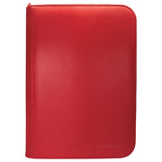 Ultra Pro 4-Pocket Zippered Binder: Vivid - Red (PREORDER) - Red zippered binder with smooth finish and rounded corners, compact rectangular shape.