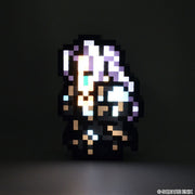 Final Fantasy Pixelight Neo: FFRK Sephiroth (PREORDER) - Pixelated figure of Sephiroth with white hair and black outfit glowing against dark background.