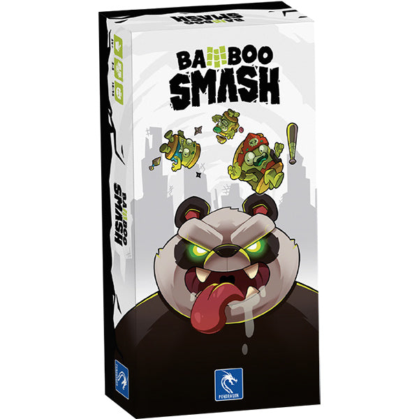 Bamboo Smash (PREORDER) - Tall rectangular game box with bold "Bamboo Smash" title, featuring an angry cartoon panda with glowing green eyes and.