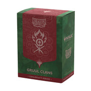 Dragon Shield Dual Sleeves 100ct Box - MTG Guildpact Series - Grull Clans (PREORDER) - Green and red rectangular box with Dragon Shield logo, flame emblem, and "Gruul Clans" text.