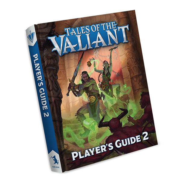 Tales of the Valiant: Player's Guide 2 (PREORDER) - Fantasy-themed RPG book with blue spine, titled Tales of the Valiant Player's Guide 2, featuring a warrior illustration on.