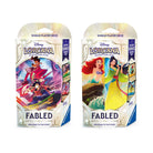 Lorcana TCG: Fabled Starter Deck 2-Pack - Two Lorcana TCG Fabled Starter Deck 2-Pack boxes featuring colorful Disney character artwork on white packaging with gold.