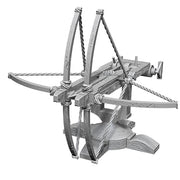 WizKids Deep Cuts Miniatures: Ballista - Gray plastic miniature ballista with detailed crossbow arms, twisted bowstring, and wooden base texture.