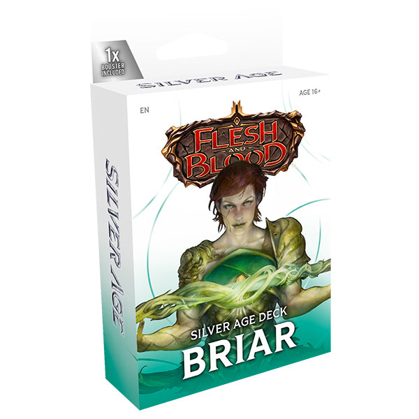 Flesh and Blood TCG: Silver Age Chapter 3 Deck - Briar (PREORDER) - Flesh and Blood trading card game Silver Age Chapter 3 Briar deck box featuring fantasy character with glowing green.
