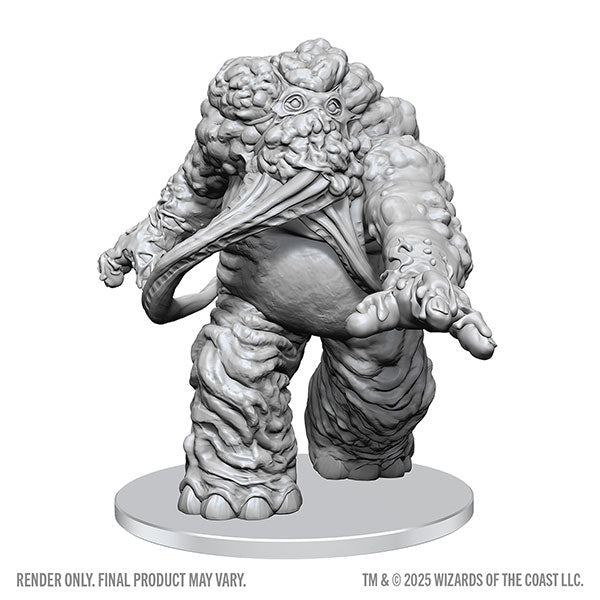 D&D Nolzur's Marvelous Miniatures: Eater of Knowledge (PREORDER) - Gray plastic miniature of a grotesque, bulky creature with a large eye and long tongue on a round base.