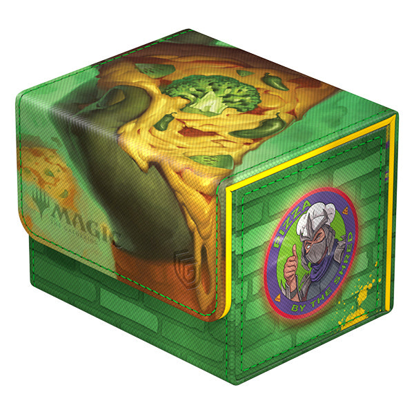 Ultimate Guard Sidewinder 100+ Xenoskin Deck Case: Teenage Mutant Ninja Turtles - Forest - Green rectangular deck case with Teenage Mutant Ninja Turtles forest-themed artwork and Shredder emblem on the side.
