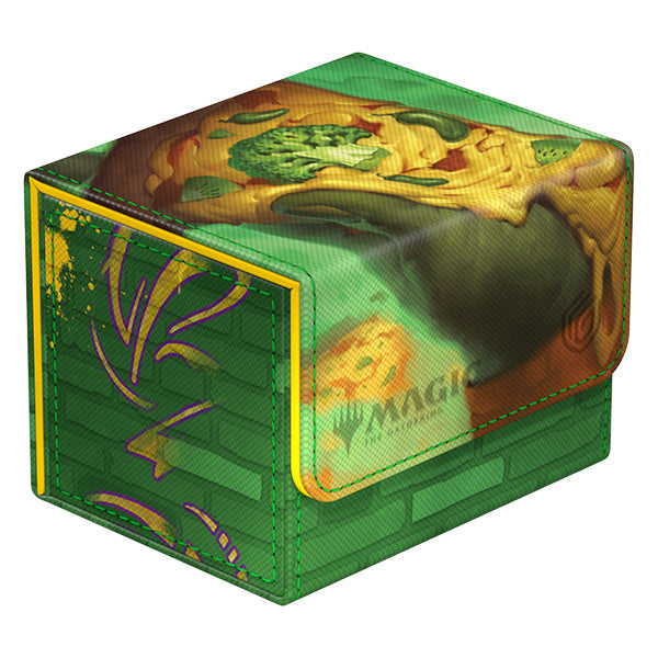 Ultimate Guard Sidewinder 100+ Xenoskin Deck Case: Teenage Mutant Ninja Turtles - Forest - Green rectangular card deck case with Teenage Mutant Ninja Turtles forest artwork and yellow edging.