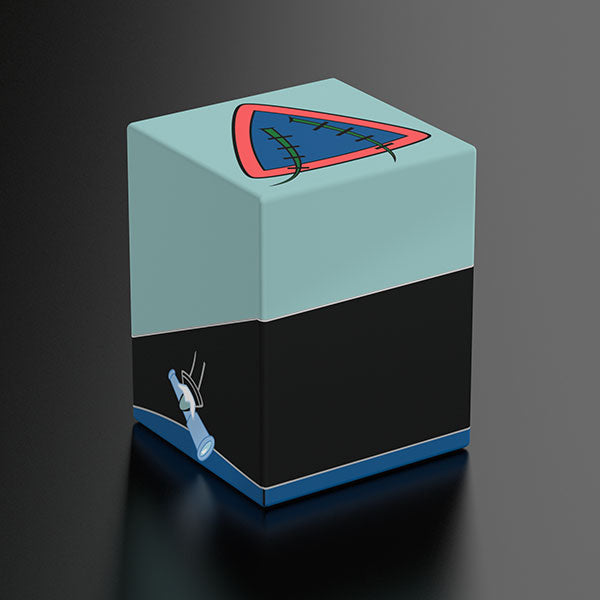 Squaroes 100+ Boulder: SpongeBob Squarepants - Pirate Plankton - Rectangular deck box with light blue lid featuring a red and blue triangular design, black middle section, and small gray.