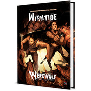 Werewolf: The Apocalypse 5th Edition: Wyrmtide Sourcebook - Dark fantasy book cover showing two muscular werewolves in aggressive poses wielding weapons, with a fiery background and.