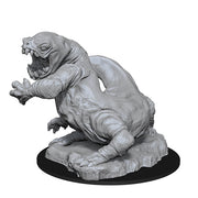 D&D Nolzur's Marvelous Miniatures: Frost Salamander - Gray plastic miniature of a large, muscular salamander with bumpy skin and open mouth on a round black base.