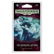 Arkham Horror LCG: The Boundary Beyond - Arkham Horror LCG The Boundary Beyond Mythos Pack with blue-toned ghostly figure and swirling cosmic design on card pack.