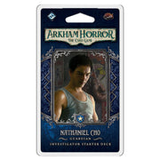 Arkham Horror LCG: Nathaniel Cho Investigator Starter Deck - Arkham Horror LCG Nathaniel Cho Guardian investigator starter deck card with dark blue decorative border and character.