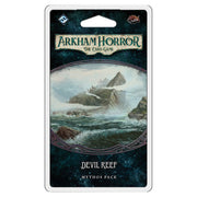 Arkham Horror LCG: Devil Reef Mythos Pack - Arkham Horror LCG Devil Reef Mythos Pack card game pack with stormy sea and rocky island artwork on dark blue packaging.