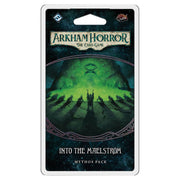 Arkham Horror LCG: Into the Maelstrom Mythos Pack - Arkham Horror LCG card pack with green and black eerie maelstrom artwork and dark gothic font.