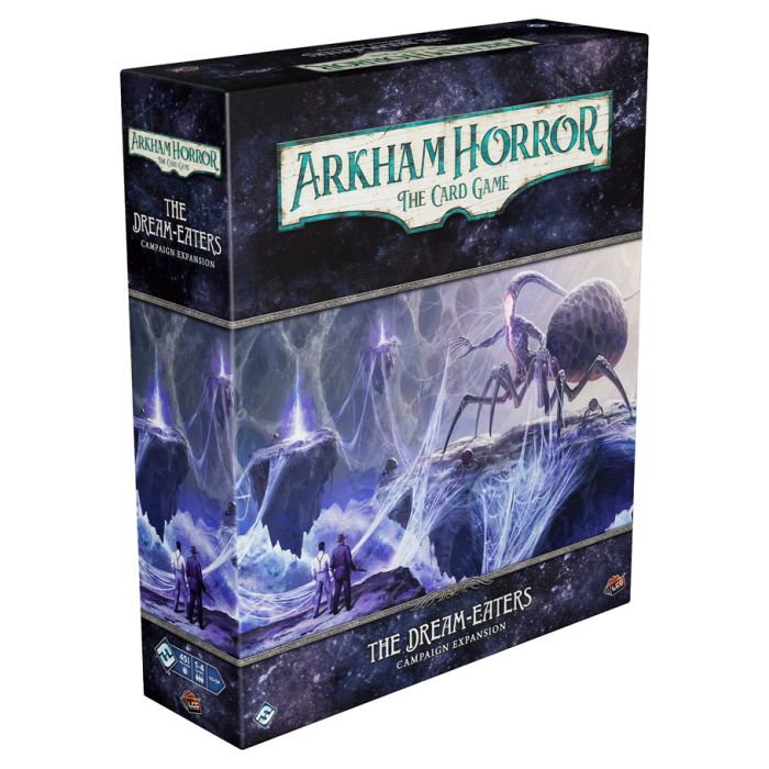 Arkham Horror LCG: The Dream-Eaters Campaign Expansion - Arkham Horror LCG card game expansion box featuring dark purple-blue web and spider design with fantasy artwork.