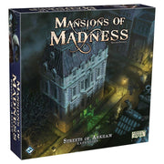 Mansions of Madness 2E: Streets of Arkham - Mansions of Madness 2E game box with a dark, eerie mansion and foggy, dimly lit street scene at night.