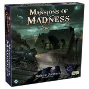 Mansions of Madness: Horrific Journeys - Dark green board game box with eerie mansion, steam train, and foggy night scene labeled Mansions of Madness Horrific.