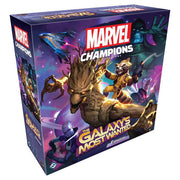 Marvel Champions LCG: The Galaxy's Most Wanted Expansion - Marvel Champions card game expansion box featuring Groot and Rocket Raccoon artwork in vibrant purple and blue space-themed.