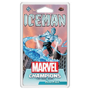 Marvel Champions: The Card Game - Iceman Hero Pack - Marvel Champions Iceman Hero Pack card game expansion with icy blue superhero illustration on metallic rose background.