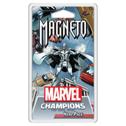 Marvel Champions: The Card Game - Magneto Hero Pack - Marvel Champions Magneto Hero Pack card game expansion with silver and black Magneto illustration on blue background.